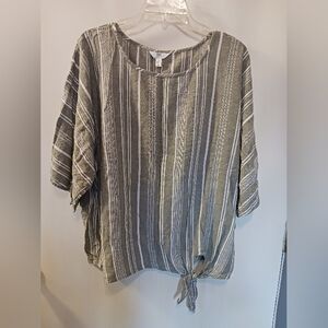 Cotton Rayon Blend Adorable Lightweight Boxy Blouse Women L Time&Tru EUC Sage